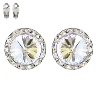 15Mm Rondelle Swarovski Crystal Clip Earrings