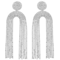 OMBRE RHINESTONE PAVE ARCHED TASSEL EARRINGS