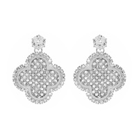 CRYSTAL RHINESTONE CLOVER EARRINGS