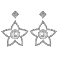 STAR RHINESTONE EARRING W/PEARL IN CENTER