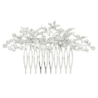 RHINESTONE EMBELLISHED FLORAL BRIDAL HAIR COMB PIN