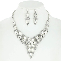 FLOWER PETAL PROM WEDDING NECKLACE AND EARRINGS SET