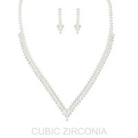 MULTI CUT CZ STATEMENT NECKLACE SET