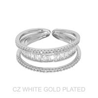 GOLD PLATED CZ DOUBLE BAND CUFF RING