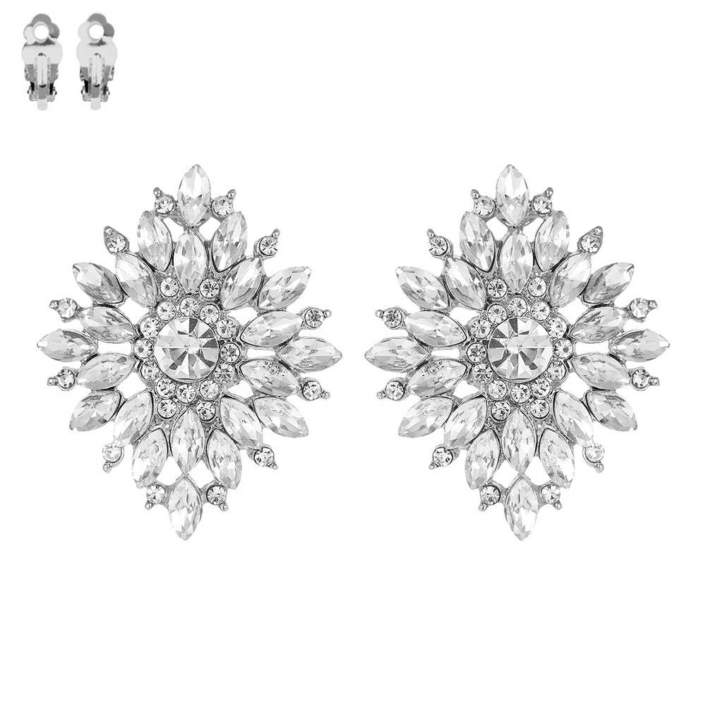 E1625 CECRS MARQUISE STONE CLIP EARRING - Clip Earrings