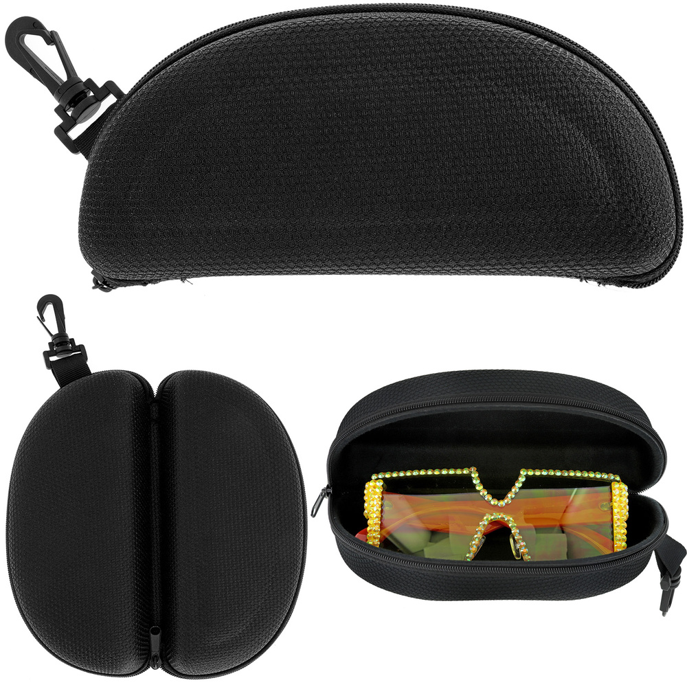 GLC11384 BK SUNGLASSES CASE WITH PLASTIC CARABINER HOOK POUCH BAG ...