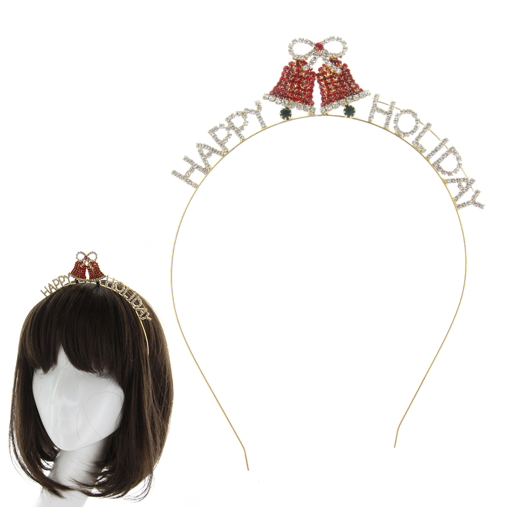 XHDY6371 G HAPPY HOLIDAYS CHRISTMAS BELLS HEAD BAND - Christmas & New Year