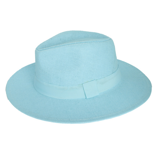 FEDORA PANAMA UPTURN PAPER BRAID WIDE BRIM BELTED HAT