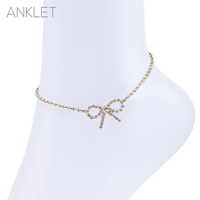 RHINESTONE BOWKNOT CHARM ANKLET 