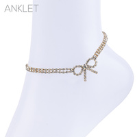 RHINESTONE BOWKNOT CHARM ANKLET 