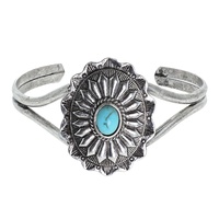 WESTERN SCALLOPED SUNBURST TURQUOISE SEMI STONE CONCHO CUFF BRACELET