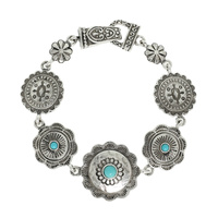 WESTERN FLORAL TURQUOISE CONCHO MAGNETIC BRACELET