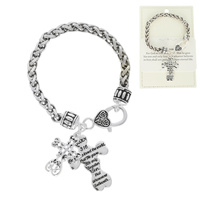 BIBLE VERSE CROSS CHARM CHAIN BRACELET