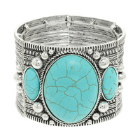 WESTERN TURQUOISE CONCHO STRETCH BRACELET