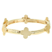 HAMMERED QUATREFOIL STRETCH BRACELET