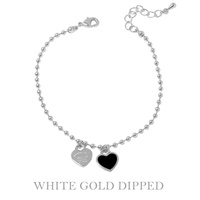 GOLD PLATED HEART CHARM BALL CHAIN BRACELET