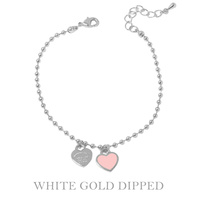 GOLD PLATED HEART CHARM BALL CHAIN BRACELET