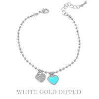 GOLD PLATED HEART CHARM BALL CHAIN BRACELET