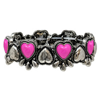 WESTERN JEWELED HEART PATTERN STRETCH BRACELET