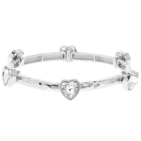 JEWELED HEART STATION HINGE BRACELET