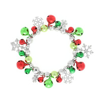 CHRISTMAS JINGLE BELL AND SNOWFLAKE STRETCH BRACELET