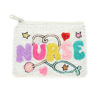 NURSE SEED BEAD EMBROIDERED COIN BAG
