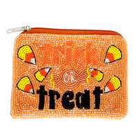 HALLOWEEN TRICK OR TREAT SEED BEAD COIN BAG