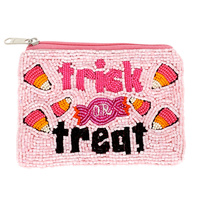 HALLOWEEN TRICK OR TREAT SEED BEAD COIN BAG