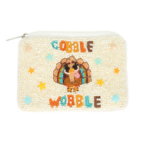 FALL THEME THANKSGIVING TURKEY BEAD COIN BAG