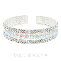 MULTI-LINE CZ HEART CUFF BRACELET