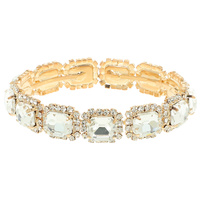 EMERALD CUT CRYSTAL HALO TENNIS BRACELET