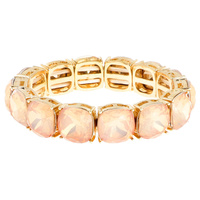 ROUNDED SQUARE GEM STONE STRETCH BRACELET