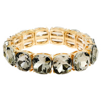 ROUNDED SQUARE GEM STONE STRETCH BRACELET