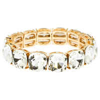 ROUNDED SQUARE GEM STONE STRETCH BRACELET