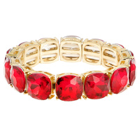 ROUNDED SQUARE GEM STONE STRETCH BRACELET