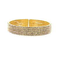 5 LINE MEORY WIRE RHINESTONE CUFF BRACELET