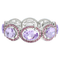 OVAL CUT CRYSTAL HALO STRETCH BRACELET