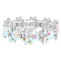 CRYSTAL GEMSTONE CLUSTER STRETCH BRACELET