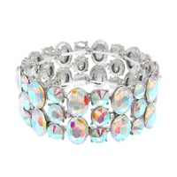 3-ROW CRYSTAL GEMSTONE OVAL CUT CLUSTER BRACELET