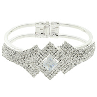 RHINESTONE PAVE DIAMOND-SHAPED HINGE BRACELET