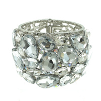 HAMMERED CRYSTAL CLUSTER BANGLE BRACELET