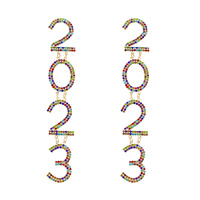 2023 CRYSTAL RHINESTONE PAVE LONG DROP NEW YEARS EARRINGS