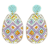 EASTER EGG BEAD EMBROIDERED EARRINGS