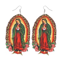 WOODEN LADY GUADALUPE WESTERN EARRINGS