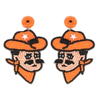 PISTOL PETE OKLAHOMA STATE MASCOT BEADED EARRINGS