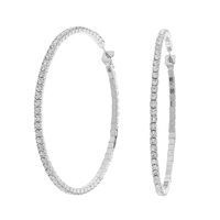 RHINESTONE PAVE MEMORY WIRE HOOP EARRINGS