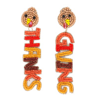 TURKEY THANKS-GIVING LETTERING BEADED EARRINGS