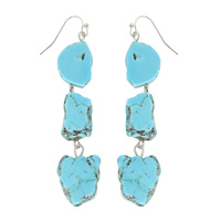 WESTERN TURQUOISE SLAB LONG DROP EARRINGS