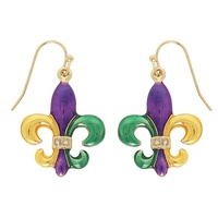 FLEUR DE LIS TRICOLOR FISH HOOK DROP EARRINGS