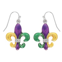 FLEUR DE LIS TRICOLOR FISH HOOK DROP EARRINGS